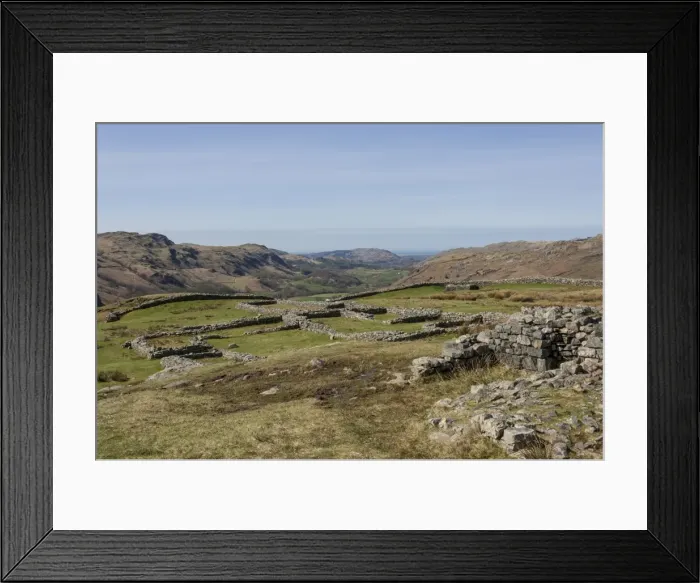 Framed Print : Hardknott Roman Fort interior looking west along the Eskdale Valley to the Solway Firth, South Lakes, Lake District National Park, Cumbria, England, United Kingdom, Europe Framed Print : Hardknott Roman Fort interior looking west along the Eskdale Valley to the Solway Firth, South Lakes, Lake District National Park, Cumbria, England, United Kingdom, Europe