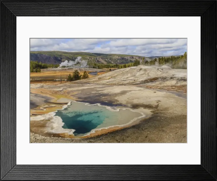 Framed Print : Elevated view of Doublet Pool, Firehole River and Castle Geyser, Upper Geyser Basin, Yellowstone National Park, UNESCO World Heritage Site, Wyoming, United States of America, North America Framed Print : Elevated view of Doublet Pool, Firehole River and Castle Geyser, Upper Geyser Basin, Yellowstone National Park, UNESCO World Heritage Site, Wyoming, United States of America, North America