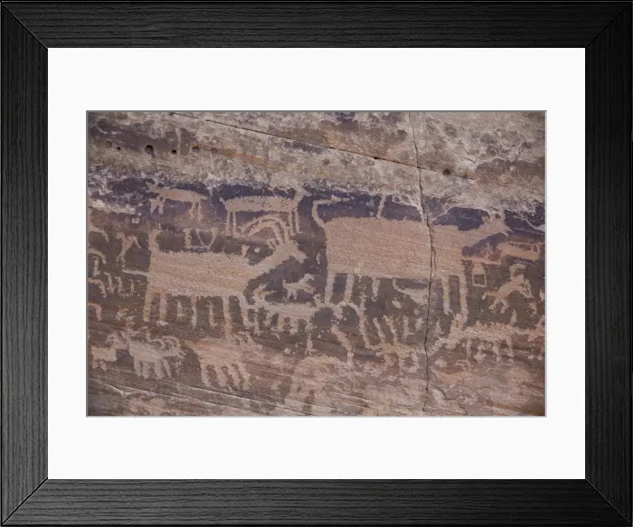 Framed Print : Petroglyphs on the Kohta Circus petroglyph panel, Gold Butte, Nevada, United States of America, North America Framed Print : Petroglyphs on the Kohta Circus petroglyph panel, Gold Butte, Nevada, United States of America, North America