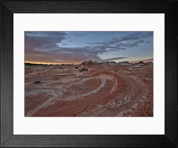 Framed Print : Swirl in white and salmon sandstone at dawn, White Pocket, Vermilion Cliffs National Monument, Arizona, United States of America, North America Framed Print : Swirl in white and salmon sandstone at dawn, White Pocket, Vermilion Cliffs National Monument, Arizona, United States of America, North America