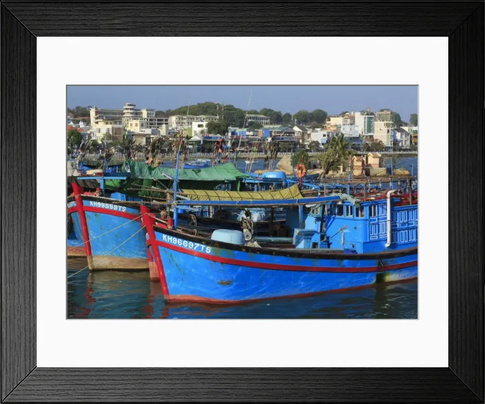 Framed Print : Fishing boats on Cai River, Nha Trang City, Vietnam, Indochina, Southeast Asia, Asia Framed Print : Fishing boats on Cai River, Nha Trang City, Vietnam, Indochina, Southeast Asia, Asia