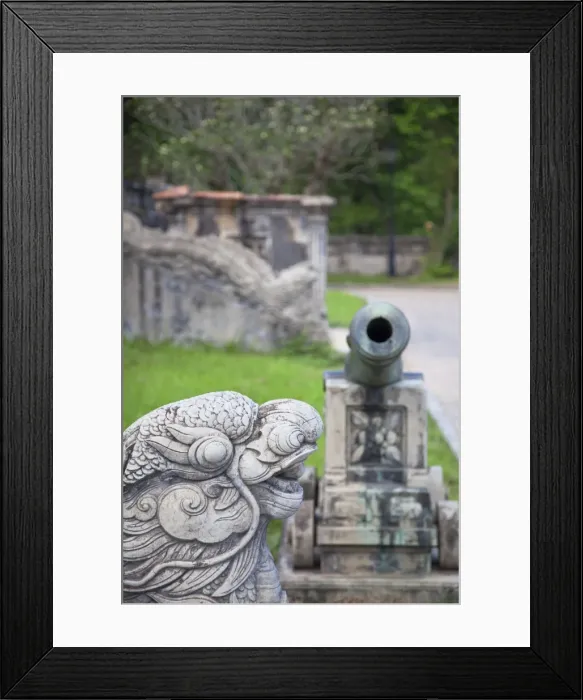 Framed Print : Statue and cannon in Forbidden Purple City in Citadel, UNESCO World Heritage Site, Hue, Thua Thien-Hue, Vietnam, Indochina, Southeast Asia, Asia Framed Print : Statue and cannon in Forbidden Purple City in Citadel, UNESCO World Heritage Site, Hue, Thua Thien-Hue, Vietnam, Indochina, Southeast Asia, Asia