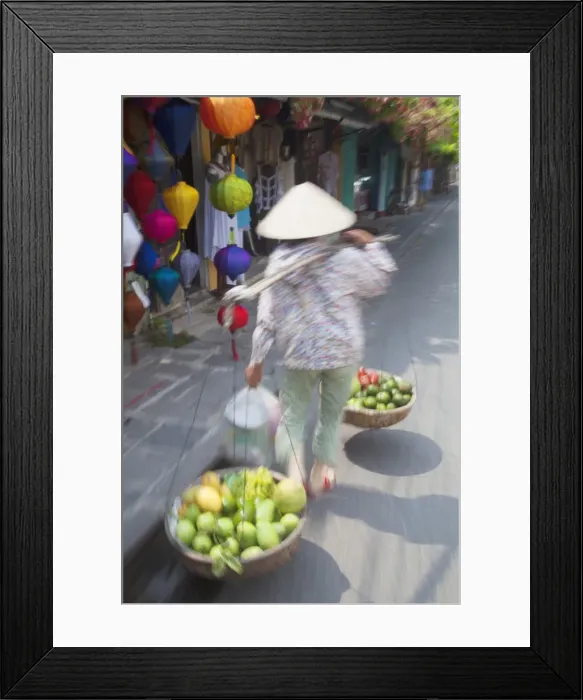 Framed Print : Woman carrying fruit along street, Hoi An, Quang Nam, Vietnam, Indochina, Southeast Asia, Asia Framed Print : Woman carrying fruit along street, Hoi An, Quang Nam, Vietnam, Indochina, Southeast Asia, Asia