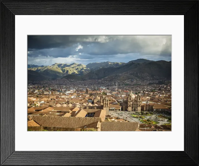 Framed Print : Elevated view over Cuzco and Plaza de Armas, Cuzco, UNESCO World Heritage Site, Peru, South America Framed Print : Elevated view over Cuzco and Plaza de Armas, Cuzco, UNESCO World Heritage Site, Peru, South America