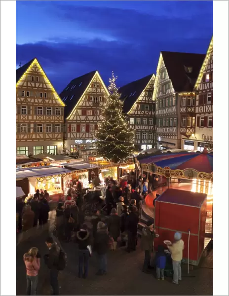 Christmas Fair in the Market Place, Herrenberg, Boblingen District, Baden Wurttemberg, Germany, Europe
