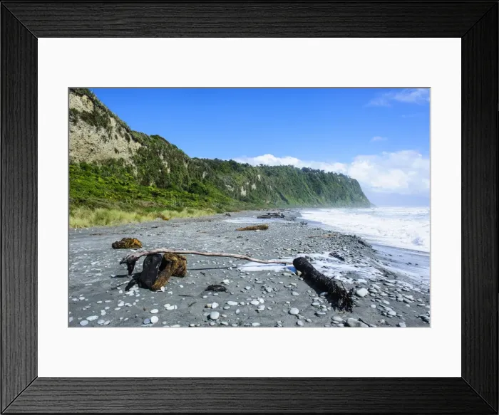Framed Print : Greyrocky beach in Okarito along the road between Fox Glacier and Greymouth, South Island, New Zealand, Pacific Framed Print : Greyrocky beach in Okarito along the road between Fox Glacier and Greymouth, South Island, New Zealand, Pacific