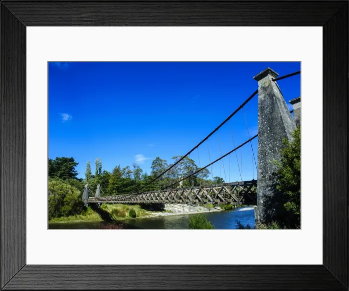Framed Print : Clifden Suspension Bridge, road from Invercargill to Te Anau, South Island, New Zealand, Pacific Framed Print : Clifden Suspension Bridge, road from Invercargill to Te Anau, South Island, New Zealand, Pacific