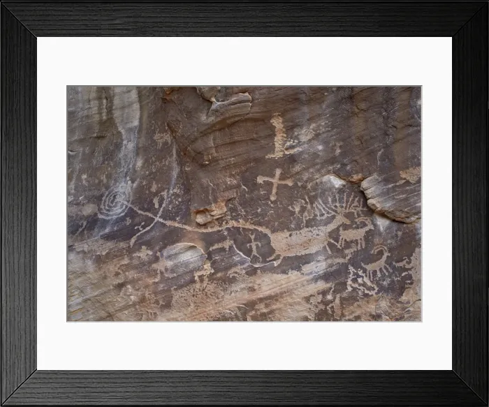 Framed Print : Part of the Kohta Circus petroglyph panel showing an elk or deer, Gold Butte, Nevada, United States of America, North America Framed Print : Part of the Kohta Circus petroglyph panel showing an elk or deer, Gold Butte, Nevada, United States of America, North America