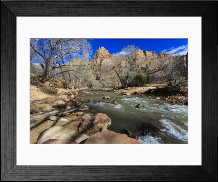 Framed Print : Shores of the Virgin River and winter trees, Pa rus Trail, Zion National Park, Utah, United States of America, North America Framed Print : Shores of the Virgin River and winter trees, Pa rus Trail, Zion National Park, Utah, United States of America, North America