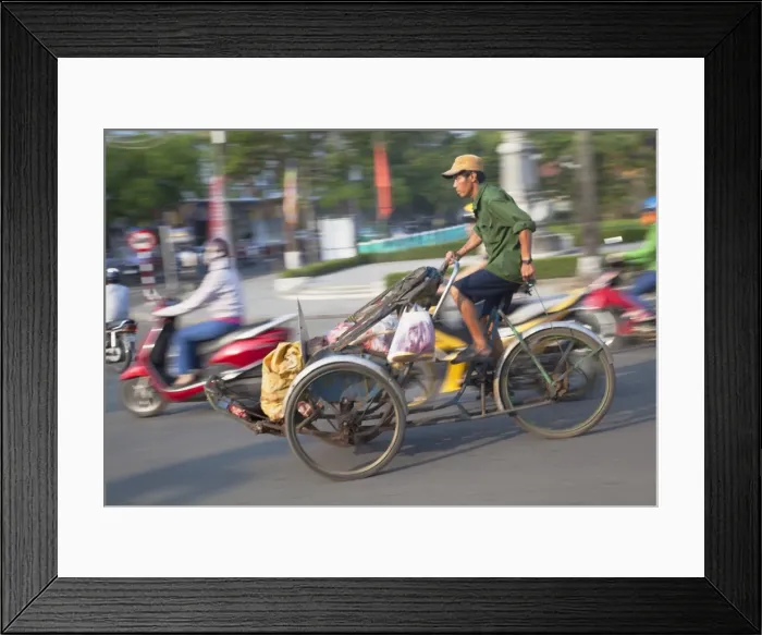 Framed Print : Man riding cyclo, Hue, Thua Thien-Hue, Vietnam, Indochina, Southeast Asia, Asia Framed Print : Man riding cyclo, Hue, Thua Thien-Hue, Vietnam, Indochina, Southeast Asia, Asia