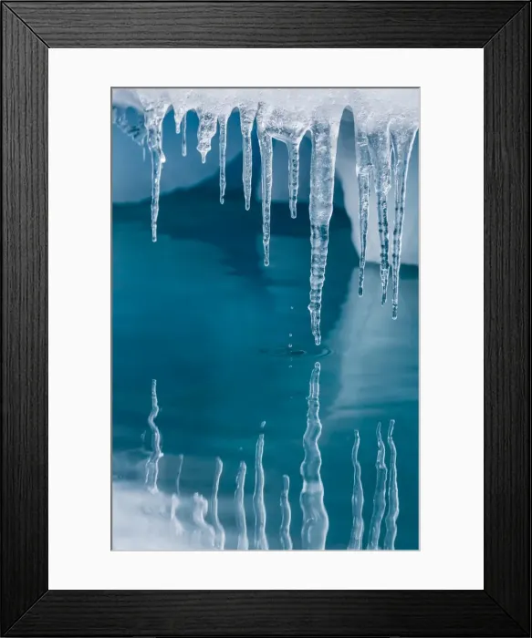Framed Print : Icicles mirrored in calm water from ice floating in the Neumayer Channel near Wiencke Island, Antarctica, Polar Regions Framed Print : Icicles mirrored in calm water from ice floating in the Neumayer Channel near Wiencke Island, Antarctica, Polar Regions