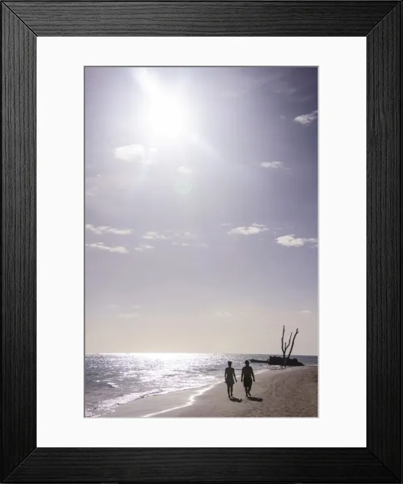 Framed Print : Backlit tourists walking on the beach of Bavaro, Punta Cana, Dominican Republic, West Indies, Caribbean, Central America curves to produce overall warmer / reddish cast, removed clutter from water and other people / rubbish on the beach Framed Print : Backlit tourists walking on the beach of Bavaro, Punta Cana, Dominican Republic, West Indies, Caribbean, Central America curves to produce overall warmer / reddish cast, removed clutter from water and other people / rubbish on the beach