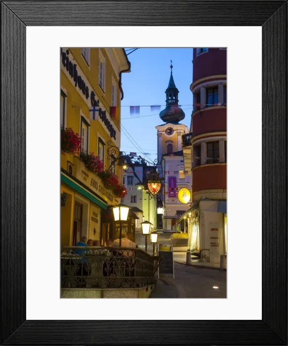 Framed Print : Parish church illuminated at dusk, Gmunden, Salzkammergut, Austria, Europe Framed Print : Parish church illuminated at dusk, Gmunden, Salzkammergut, Austria, Europe