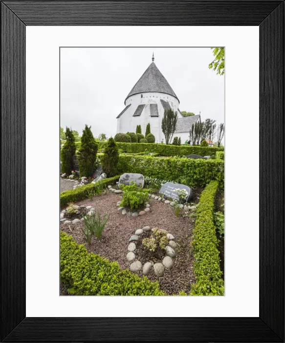 Framed Print : Exterior view of the 13th century circular design Osterlars Church, Bornholm, Denmark, Scandinavia, Europe