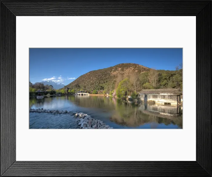 Framed Print : Wide view of Black Dragon Pool in Lijiang, Yunnan, China, Asia Framed Print : Wide view of Black Dragon Pool in Lijiang, Yunnan, China, Asia