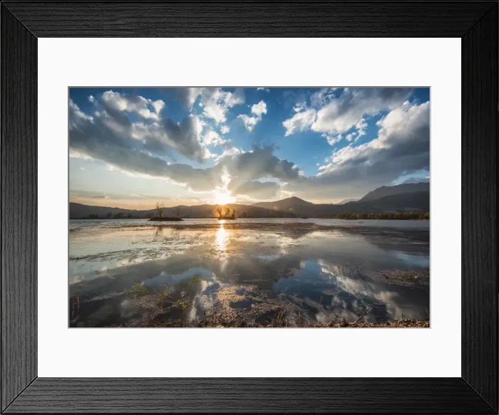 Framed Print : Cloud reflections at a lake in Lijiang, Yunnan, China, Asia Framed Print : Cloud reflections at a lake in Lijiang, Yunnan, China, Asia