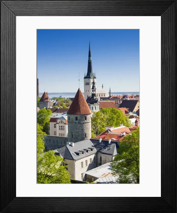 Framed Print : Medieval town walls and spire of St. Olavs church, Toompea hill, UNESCO World Heritage Site, Estonia, Baltic States, Europe Framed Print : Medieval town walls and spire of St. Olavs church, Toompea hill, UNESCO World Heritage Site, Estonia, Baltic States, Europe