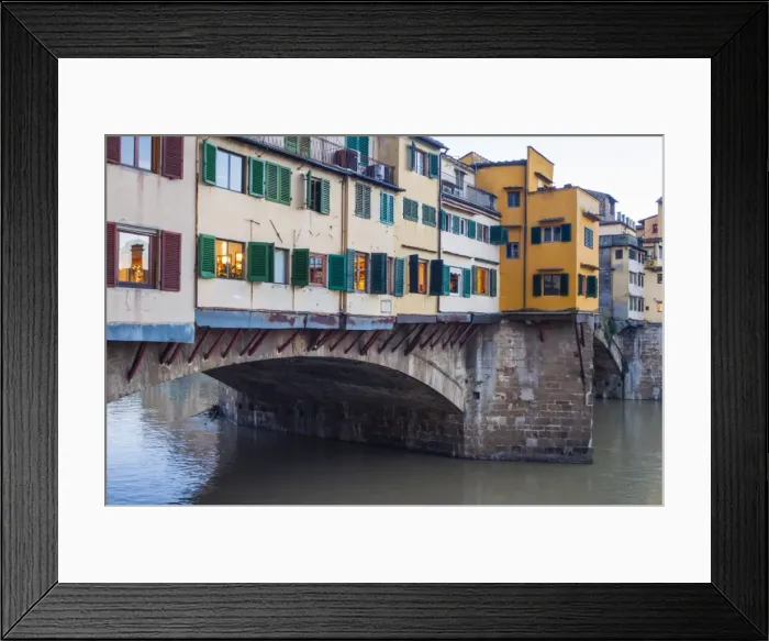 Framed Print : Ponte Vecchio and River Arno, Florence (Firenze), UNESCO World Heritage Site, Tuscany, Italy, Europe