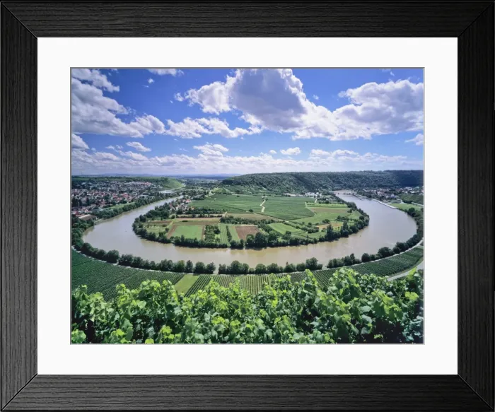 Framed Print : Bight of Neckar River, Mundelsheim, Baden Wurttemberg, Germany, Europe
