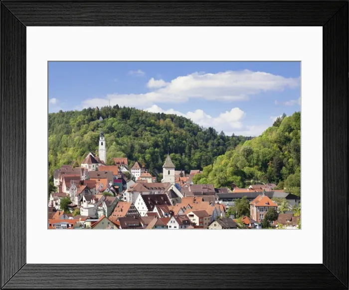 Framed Print : Old town with Stiftskirche Heilig Kreuz collegiate church, Horb am Neckar, Black Forest, Baden Wurttemberg, Germany, Europe