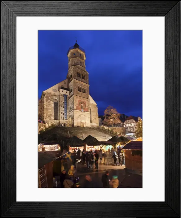 Framed Print : Christmas fair, St. Michael Church, market place, Schwaebisch Hall, Hohenlohe, Baden Wurttemberg, Germany, Europe