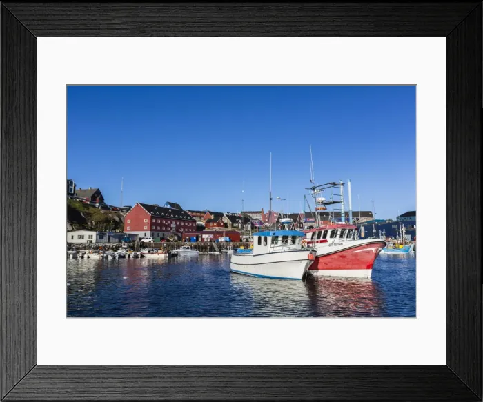 Framed Print : Commercial fishing and whaling boats line the busy inner harbor in the town of Ilulissat, Greenland, Polar Regions Framed Print : Commercial fishing and whaling boats line the busy inner harbor in the town of Ilulissat, Greenland, Polar Regions