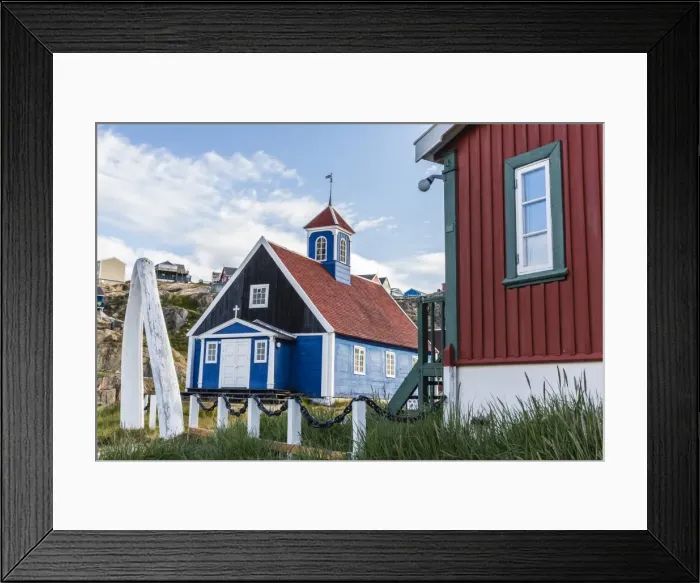 Framed Print : Whale jawbone archway to church in Sisimiut, Greenland, Polar Regions Framed Print : Whale jawbone archway to church in Sisimiut, Greenland, Polar Regions
