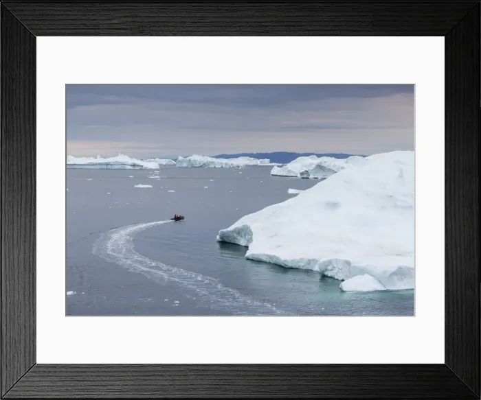 Framed Print : A Zodiac amongst huge icebergs calved from the Ilulissat Glacier, UNESCO World Heritage Site, Ilulissat, Greenland, Polar Regions Framed Print : A Zodiac amongst huge icebergs calved from the Ilulissat Glacier, UNESCO World Heritage Site, Ilulissat, Greenland, Polar Regions