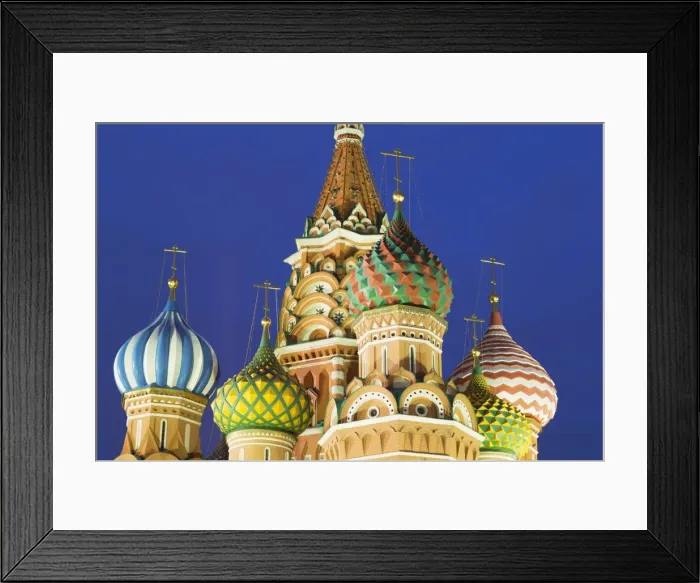 Framed Print : Onion domes of St. Basils Cathedral in Red Square illuminated at night, UNESCO World Heritage Site, Moscow, Russia, Europe Framed Print : Onion domes of St. Basils Cathedral in Red Square illuminated at night, UNESCO World Heritage Site, Moscow, Russia, Europe