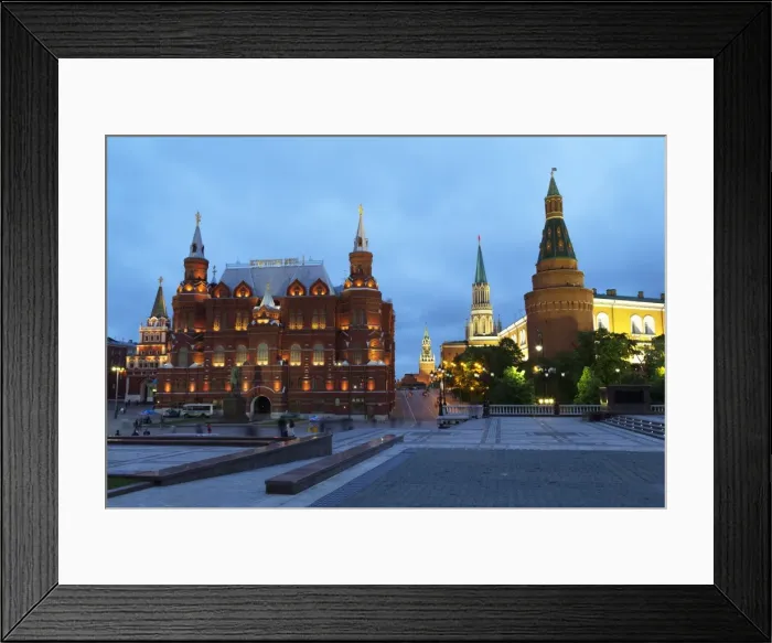 Framed Print : The Historical Museum on Red Square and the Kremlin at night, UNESCO World Heritage Site, Moscow, Russia, Europe