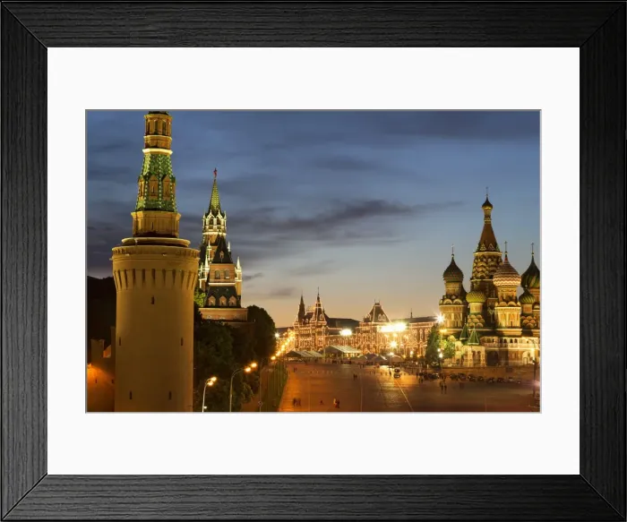 Framed Print : The Kremlin, Gum department store and the onion domes of St. Basils Cathedral in Red Square illuminated at night, UNESCO World Heritage Site, Moscow, Russia, Europe Framed Print : The Kremlin, Gum department store and the onion domes of St. Basils Cathedral in Red Square illuminated at night, UNESCO World Heritage Site, Moscow, Russia, Europe