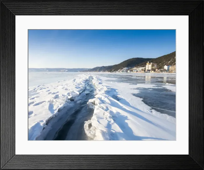 Framed Print : Ice crack in the surface of Lake Baikal that has opened and refrozen, Village of Listvyanka near Irkutsk, Siberia, Russia, Eurasia Framed Print : Ice crack in the surface of Lake Baikal that has opened and refrozen, Village of Listvyanka near Irkutsk, Siberia, Russia, Eurasia