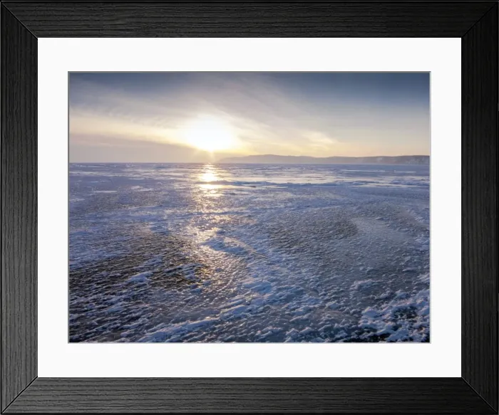 Framed Print : One metre thick ice on the surface of frozen Lake Baikal, Village of Listvyanka near Irkutsk, Siberia, Russia, Eurasia Framed Print : One metre thick ice on the surface of frozen Lake Baikal, Village of Listvyanka near Irkutsk, Siberia, Russia, Eurasia