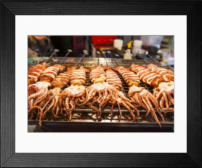 Framed Print : Cooked squid, Shilin Night Market, Taipei, Taiwan, Asia
