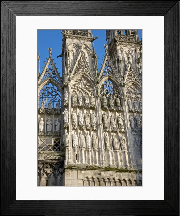Framed Print : Stone statues of prophets, apostles, and archbishops, central doorway, western facade, on exterior of Cathedral Notre Dame dating from the 12th century, Rouen, Upper Normandy, France, Europe Framed Print : Stone statues of prophets, apostles, and archbishops, central doorway, western facade, on exterior of Cathedral Notre Dame dating from the 12th century, Rouen, Upper Normandy, France, Europe
