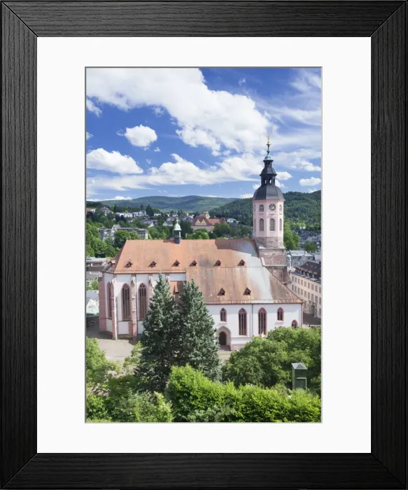 Framed Print : Aerial view of the old town with Stiftskirche collegiate church, Baden-Baden, Black Forest, Baden Wurttemberg, Germany, Europe Framed Print : Aerial view of the old town with Stiftskirche collegiate church, Baden-Baden, Black Forest, Baden Wurttemberg, Germany, Europe