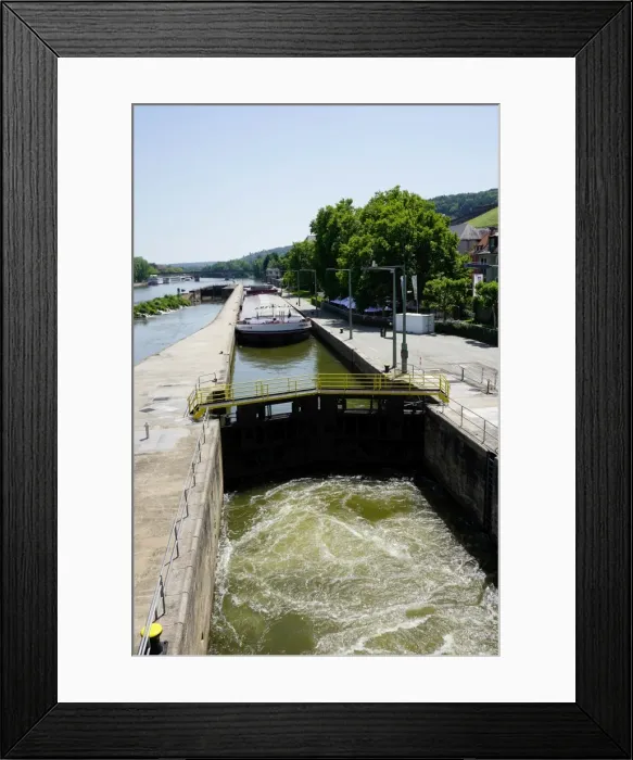 Framed Print : Ship in lock on River Main, Wurzburg, Bavaria, Germany, Europe Framed Print : Ship in lock on River Main, Wurzburg, Bavaria, Germany, Europe