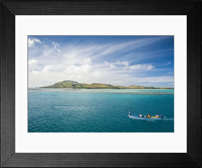 Framed Print : Little boat in the blue lagoon, Yasawas, Fiji, South Pacific, Pacific Framed Print : Little boat in the blue lagoon, Yasawas, Fiji, South Pacific, Pacific