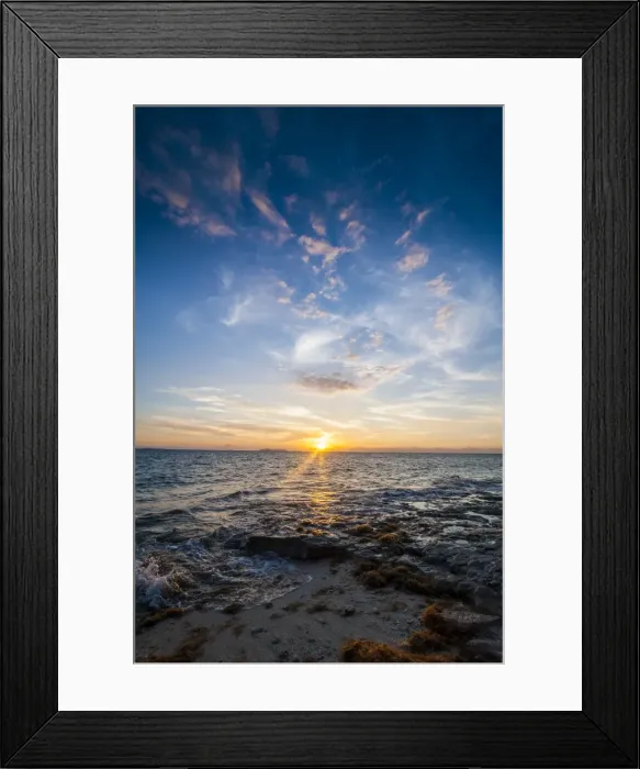 Framed Print : Sunset over the ocean, Beachcomber Island, Mamanucas Islands, Fiji, South Pacific, Pacific