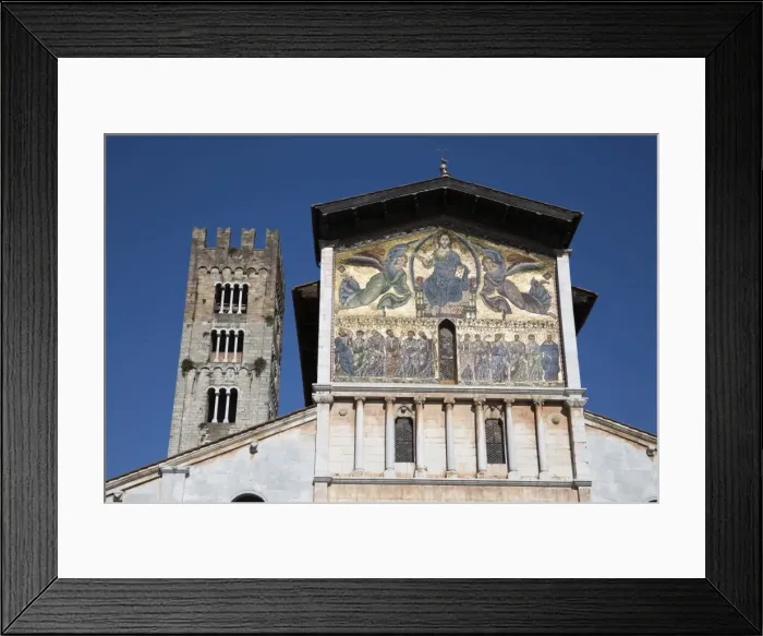 Framed Print : Thirteenth-century mosaic of The Ascension on the facade of San Frediano, Lucca, Tuscany, Italy, Europe