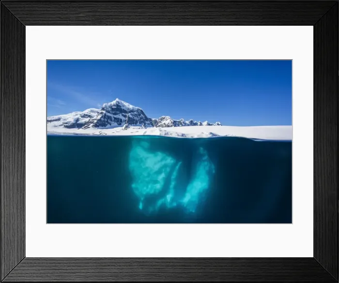 Framed Print : Above and below view of glacial ice near Wiencke Island, Neumayer Channel, Antarctica, Polar Regions Framed Print : Above and below view of glacial ice near Wiencke Island, Neumayer Channel, Antarctica, Polar Regions