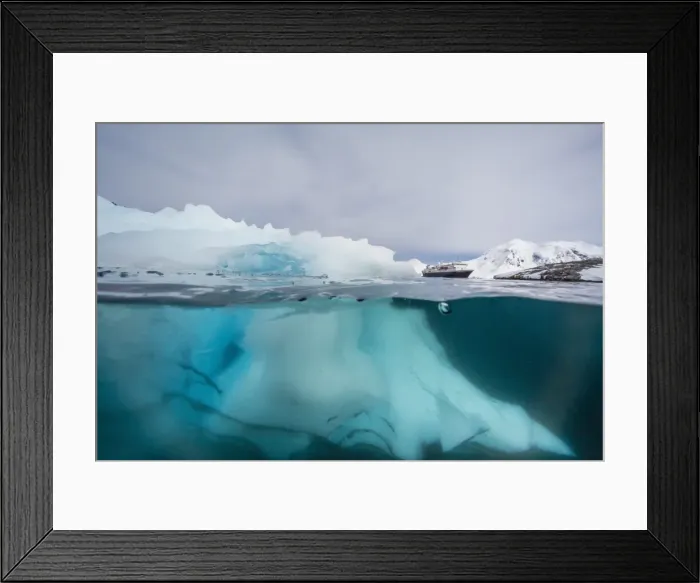 Framed Print : Above and below view of glacial ice near Wiencke Island, Neumayer Channel, Antarctica, Polar Regions Framed Print : Above and below view of glacial ice near Wiencke Island, Neumayer Channel, Antarctica, Polar Regions