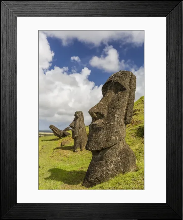Framed Print : Moai sculptures in various stages of completion at Rano Raraku, the quarry site for all moai, Rapa Nui National Park, UNESCO World Heritage Site, Easter Island (Isla de Pascua), Chile, South America Framed Print : Moai sculptures in various stages of completion at Rano Raraku, the quarry site for all moai, Rapa Nui National Park, UNESCO World Heritage Site, Easter Island (Isla de Pascua), Chile, South America