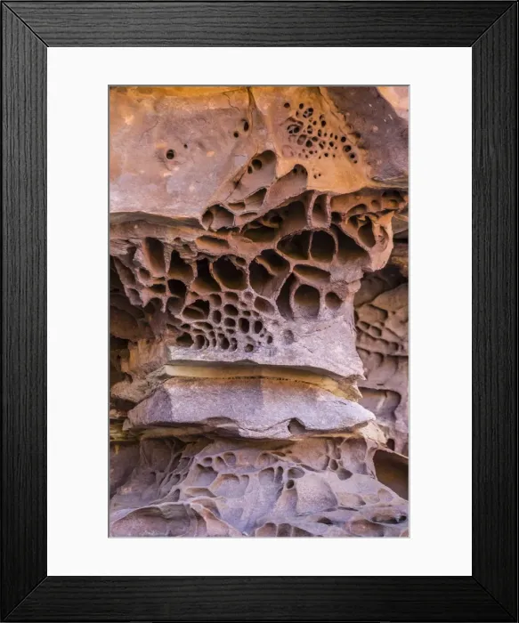 Framed Print : Detail of wind and water erosion in the sandstone cliffs of the King George River, Koolama Bay, Kimberley, Western Australia, Australia, Pacific Framed Print : Detail of wind and water erosion in the sandstone cliffs of the King George River, Koolama Bay, Kimberley, Western Australia, Australia, Pacific