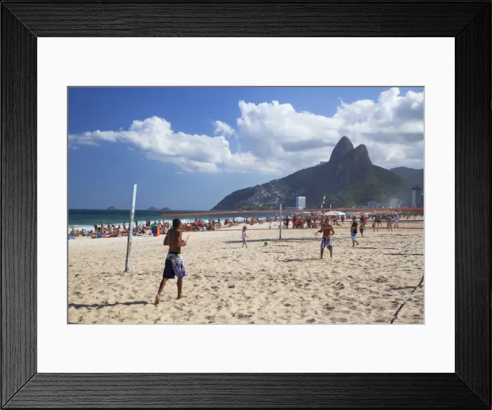 Framed Print : People playing tennis on Ipanema beach at dawn, Rio de Janeiro, Brazil, South America Framed Print : People playing tennis on Ipanema beach at dawn, Rio de Janeiro, Brazil, South America