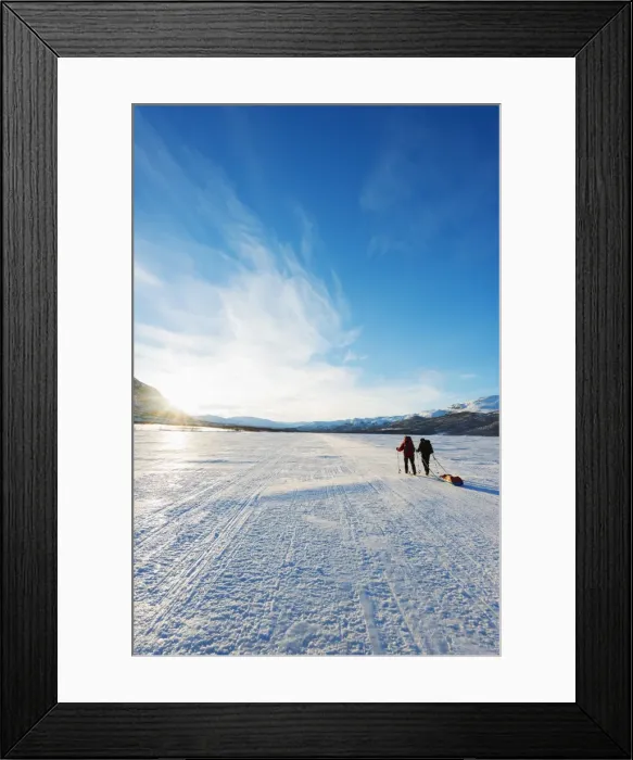 Framed Print : Ski touring on Kungsleden (The Kings Trail) frozen lake, Abisko National Park, Helsinki, Finland, Scandinavia, Europe Framed Print : Ski touring on Kungsleden (The Kings Trail) frozen lake, Abisko National Park, Helsinki, Finland, Scandinavia, Europe