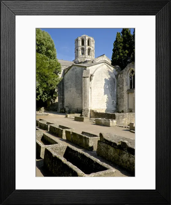 Framed Print : Gallo-roman sarcophagi, Alyscamps, gallo-roman necropolis, and the lantern steeple of the 12th century Saint Honorat church, A Arles, Bouches du Rhone, Provence, France, Europe Framed Print : Gallo-roman sarcophagi, Alyscamps, gallo-roman necropolis, and the lantern steeple of the 12th century Saint Honorat church, A Arles, Bouches du Rhone, Provence, France, Europe
