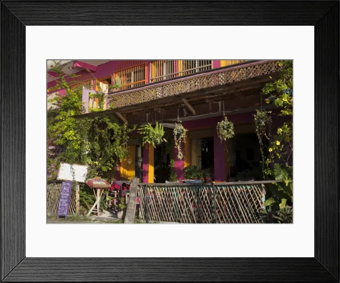 Framed Print : Hotel entry, Flores, Lago Peten Itza, Guatemala, Central America