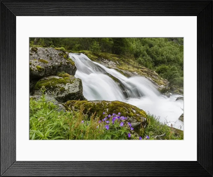 Framed Print : Slow shutter speed silky water of the Olden River as it flows along Briksdalen, Olden, Nordfjord, Norway, Scandinavia, Europe Framed Print : Slow shutter speed silky water of the Olden River as it flows along Briksdalen, Olden, Nordfjord, Norway, Scandinavia, Europe