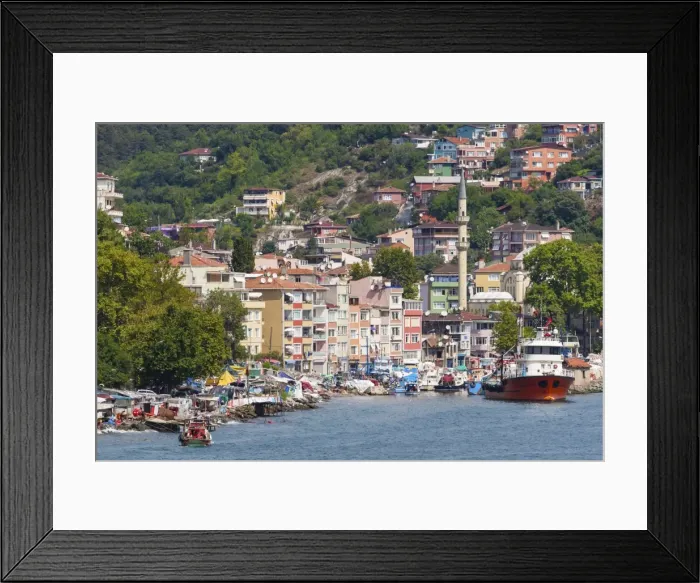 Framed Print : Fishermen and fishing boats, minaret and apartments, Rumeli Kavagi, Upper Bosphorus Strait (European Side), Istanbul, Turkey, Europe Framed Print : Fishermen and fishing boats, minaret and apartments, Rumeli Kavagi, Upper Bosphorus Strait (European Side), Istanbul, Turkey, Europe
